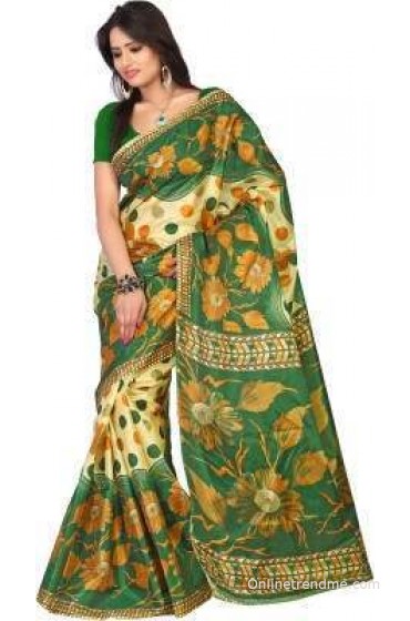 Kajal Sarees Floral Print Fashion Art Silk Sari Kajal Sarees Floral Print Fashion Art Silk Sari